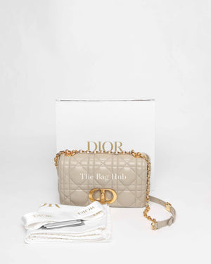 Christian Dior Beige Lambskin Cannage Medium Caro Bag