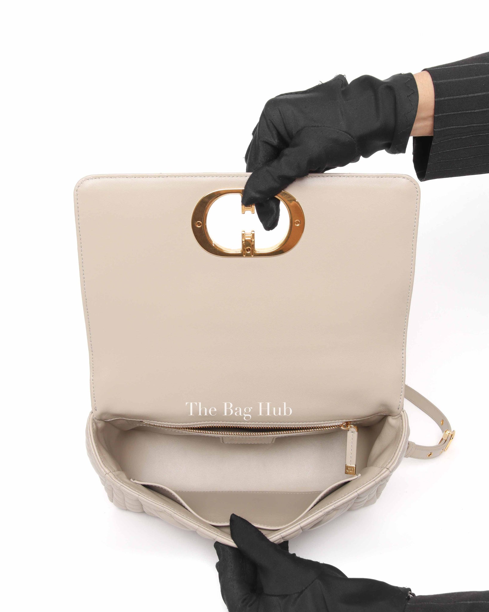 Christian Dior Beige Lambskin Cannage Medium Caro Bag