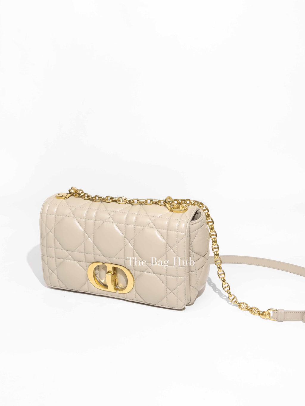 Christian Dior Beige Lambskin Cannage Medium Caro Bag