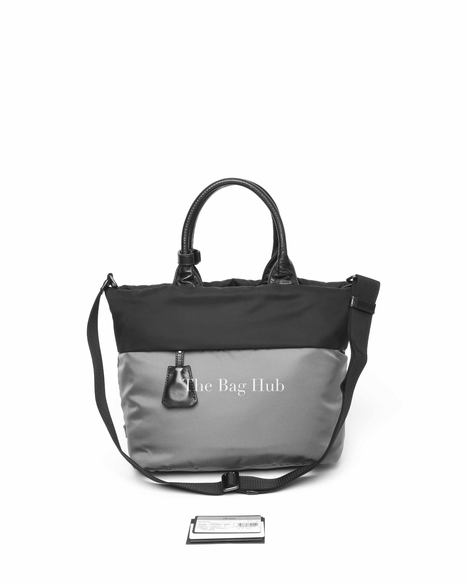 Prada Black/Grey Tessuto Reversible Satchel Tote Bag 1BG959