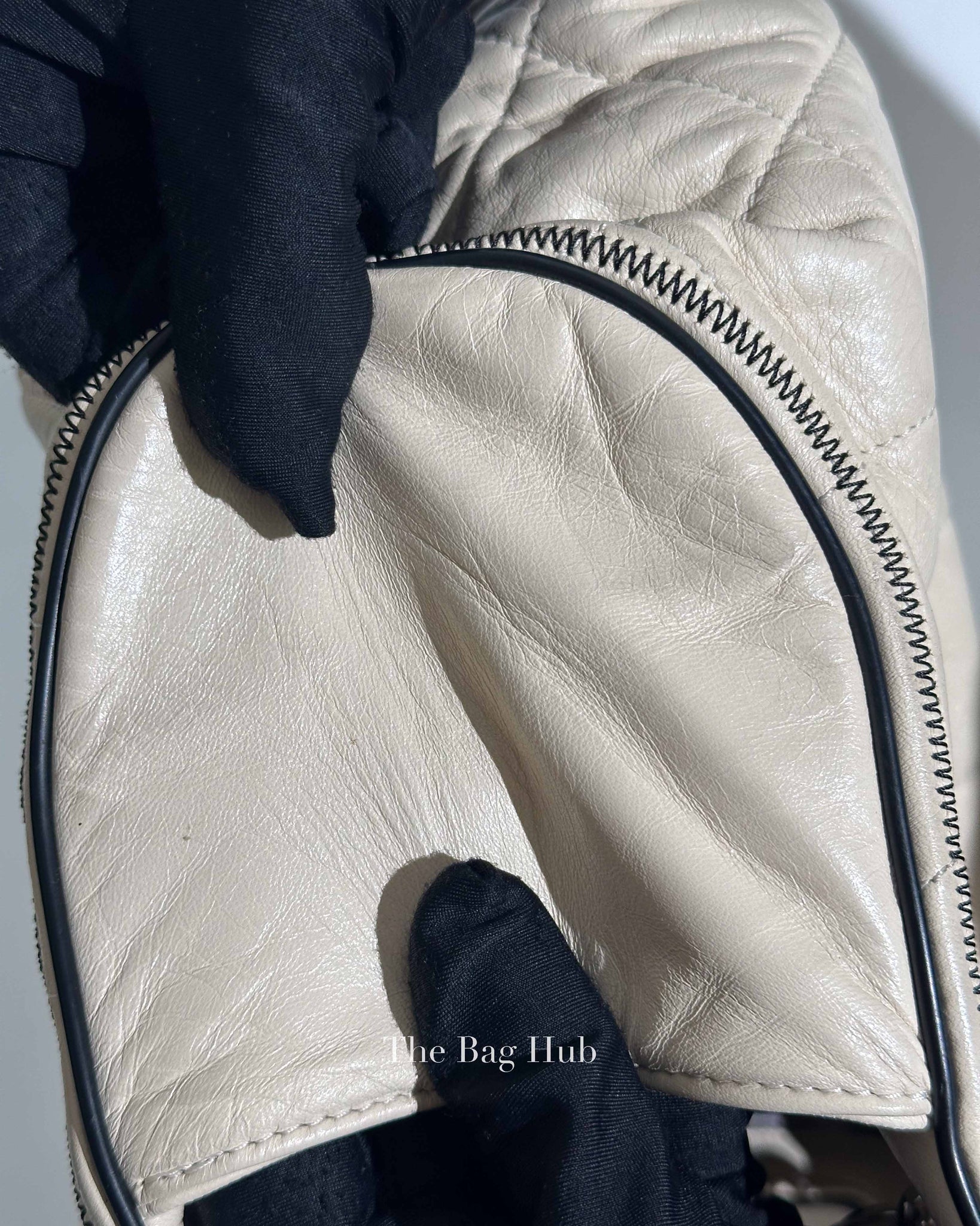 Chanel Off White Leather East West Shoulder Bag