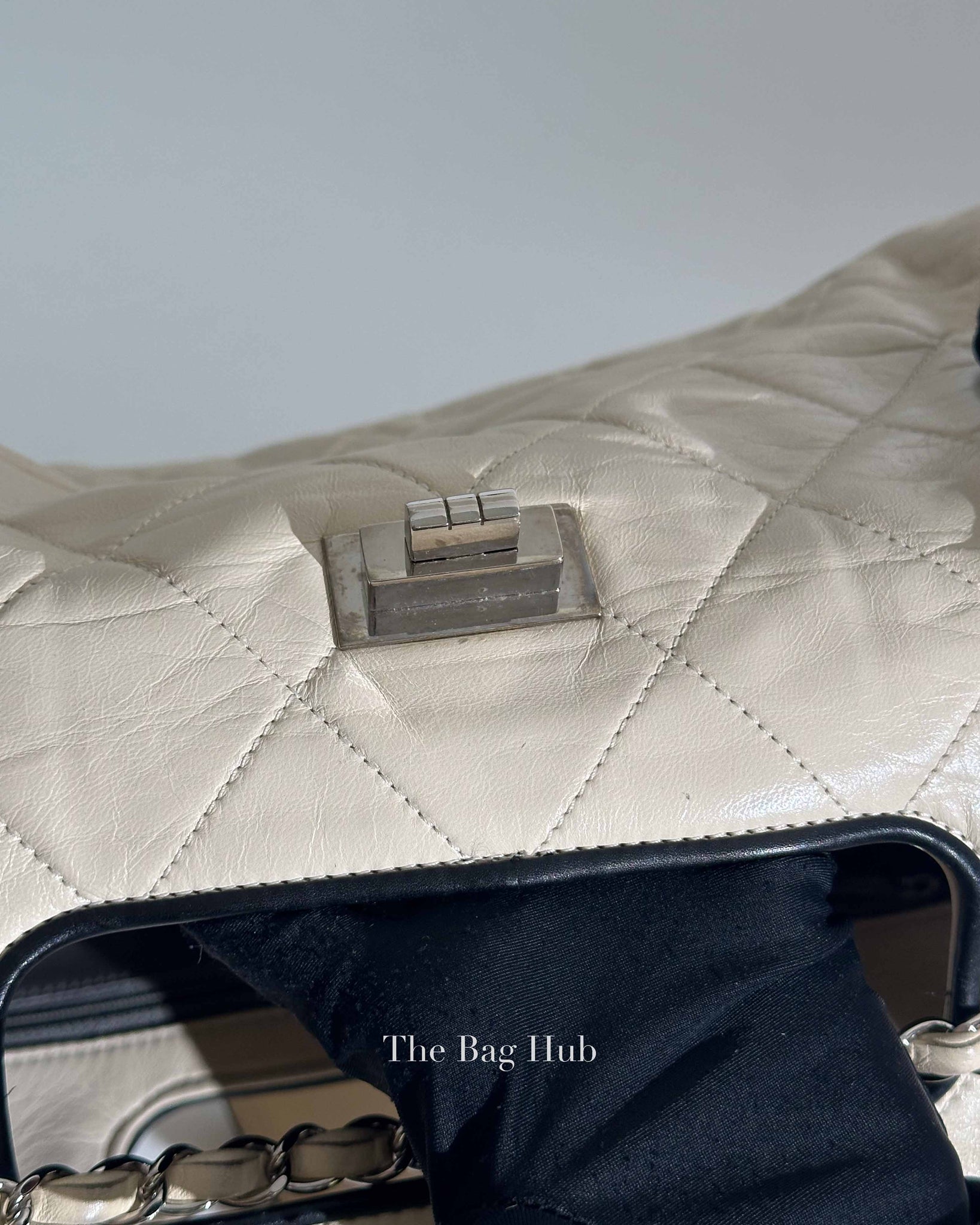 Chanel Off White Leather East West Shoulder Bag