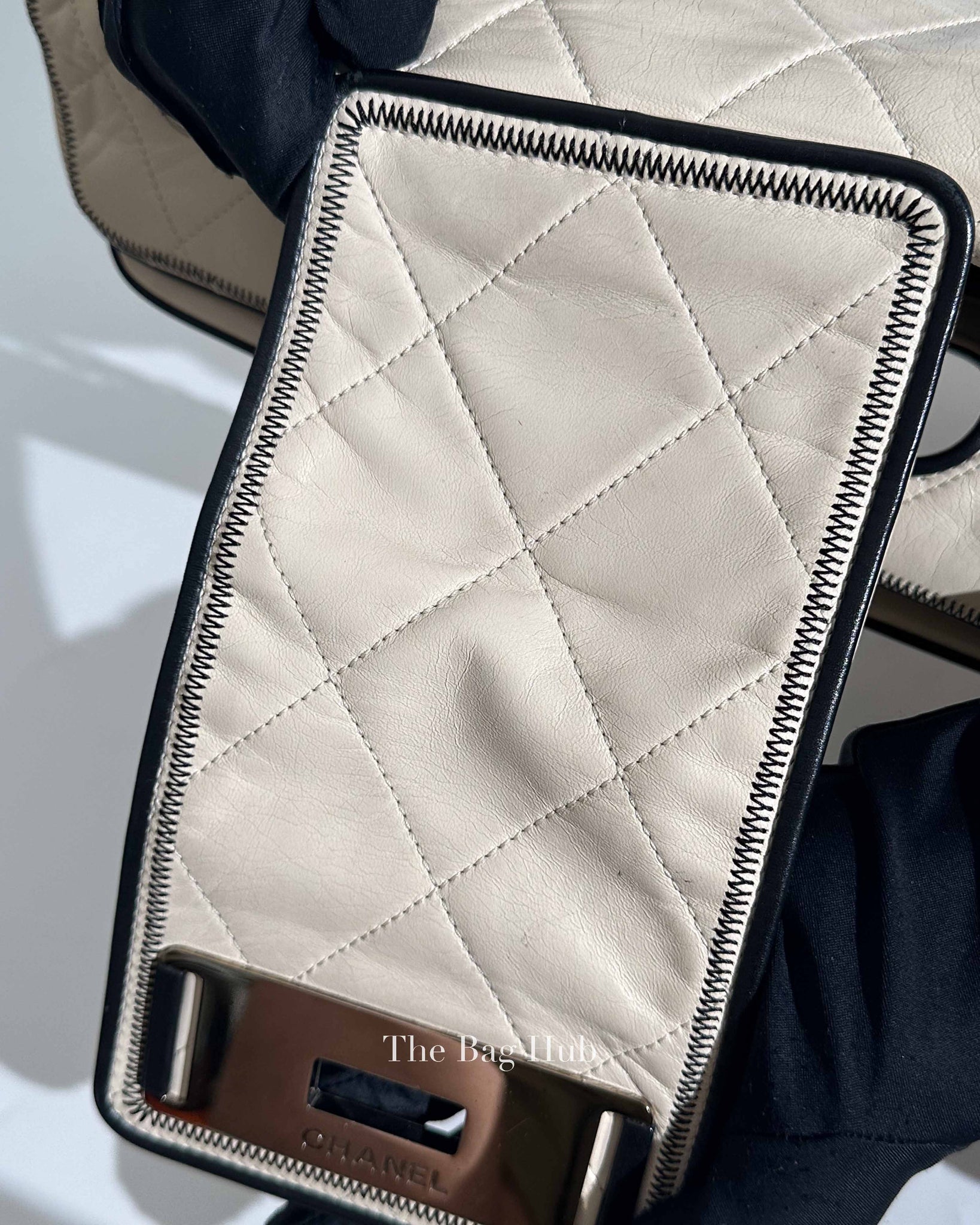 Chanel Off White Leather East West Shoulder Bag