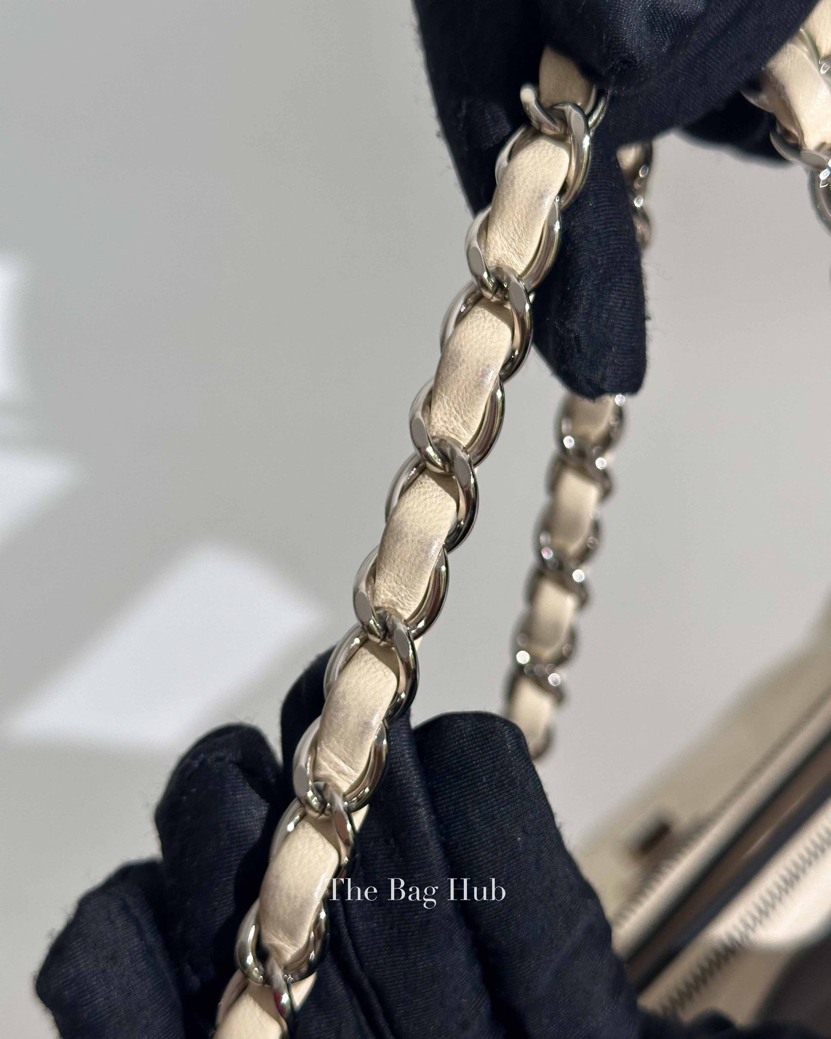 Chanel Off White Leather East West Shoulder Bag