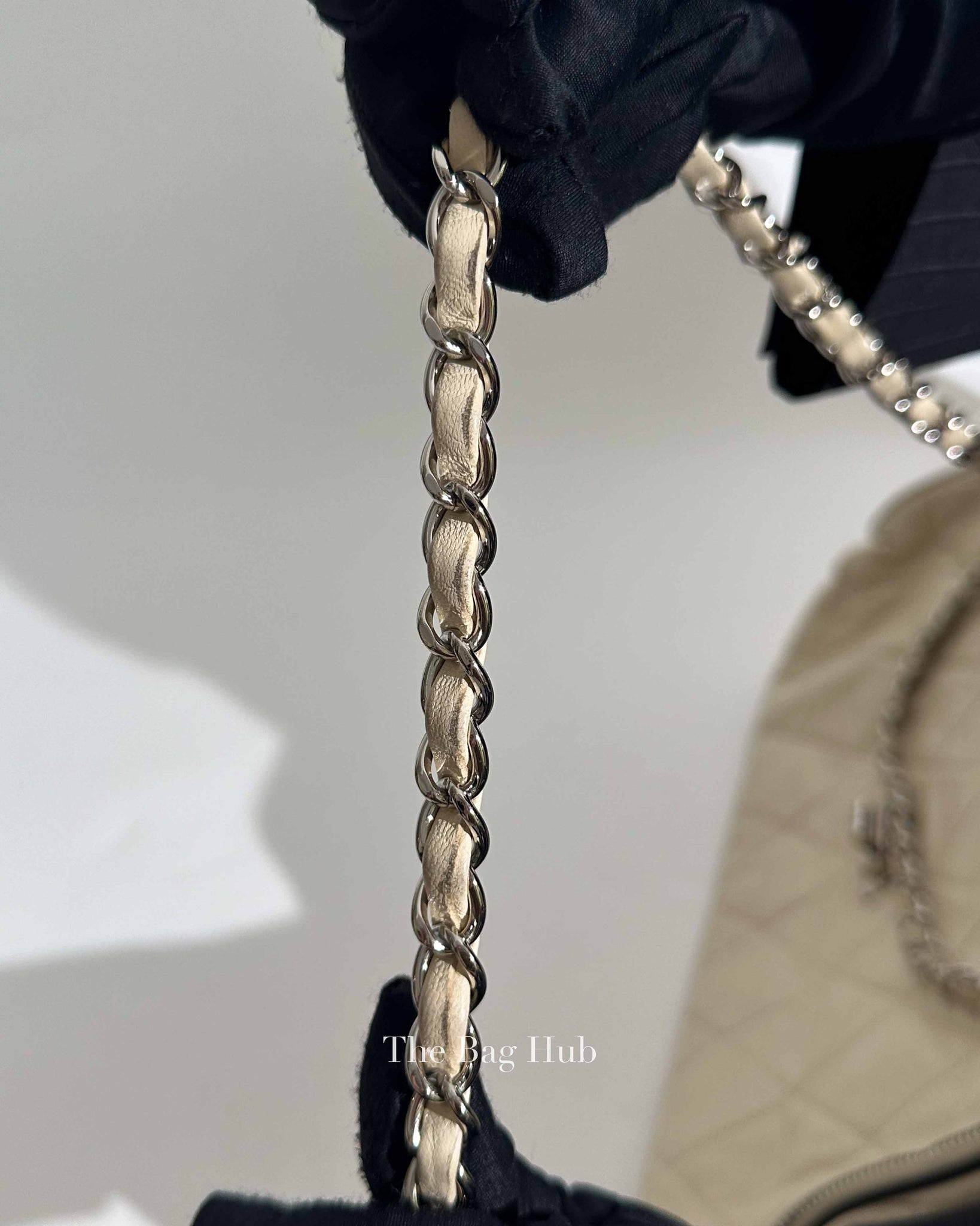 Chanel Off White Leather East West Shoulder Bag