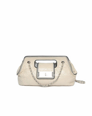 Chanel Off White Leather East West Shoulder Bag