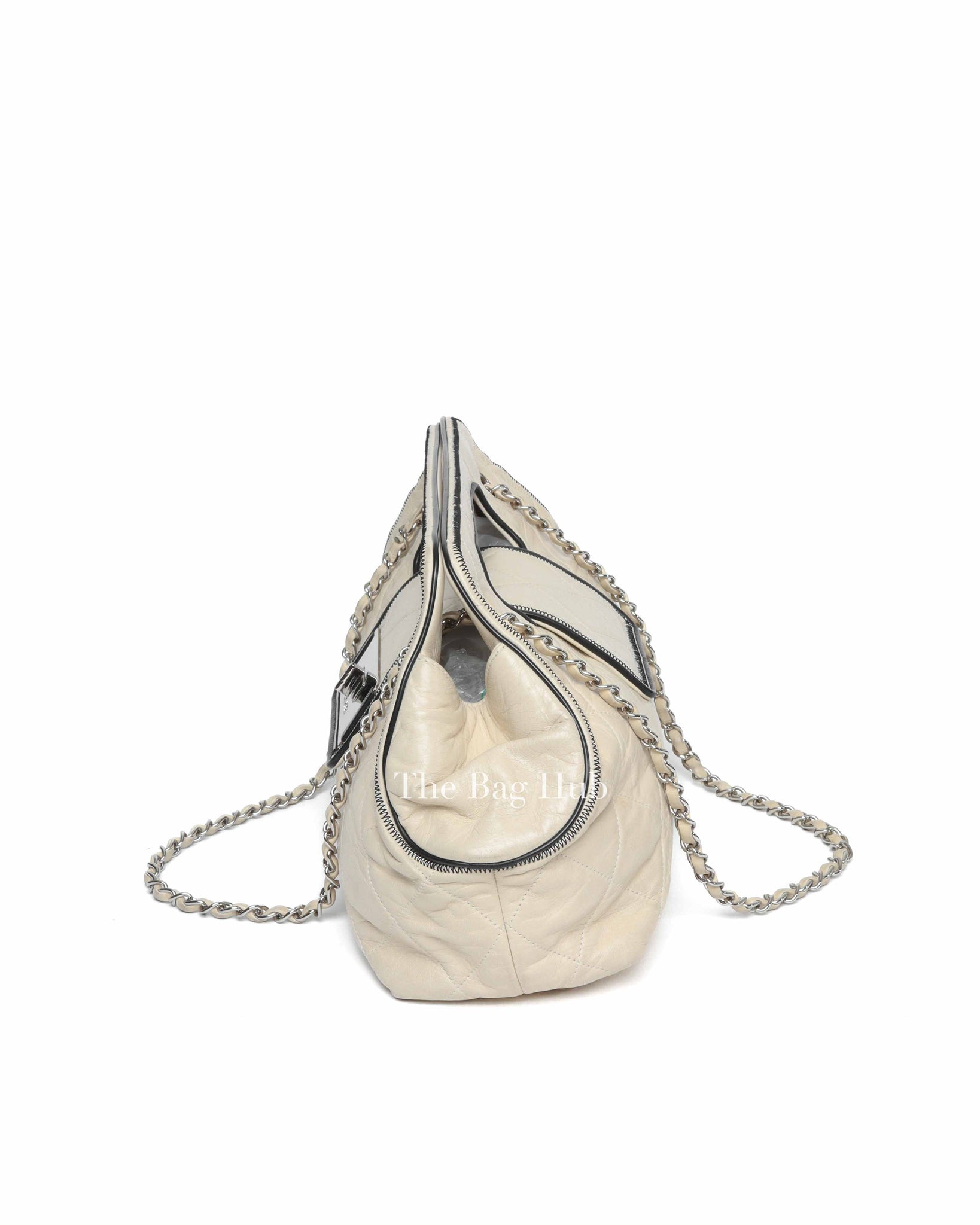 Chanel Off White Leather East West Shoulder Bag