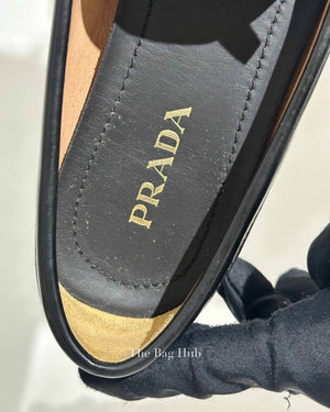 Prada Black Patent Leather Bow Loafers Size 38