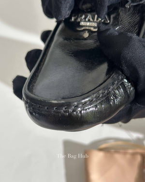 Prada Black Patent Leather Bow Loafers Size 38