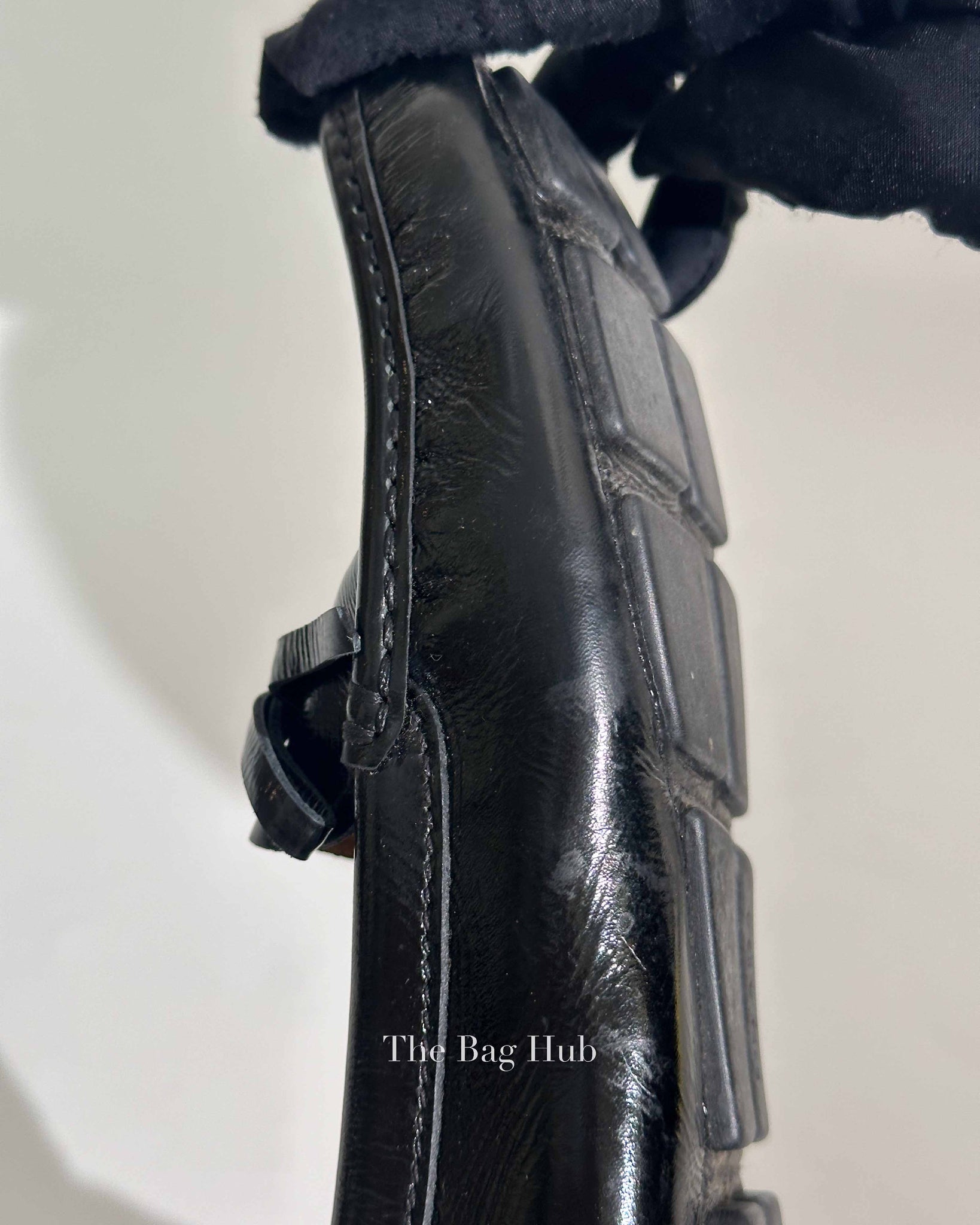 Prada Black Patent Leather Bow Loafers Size 38