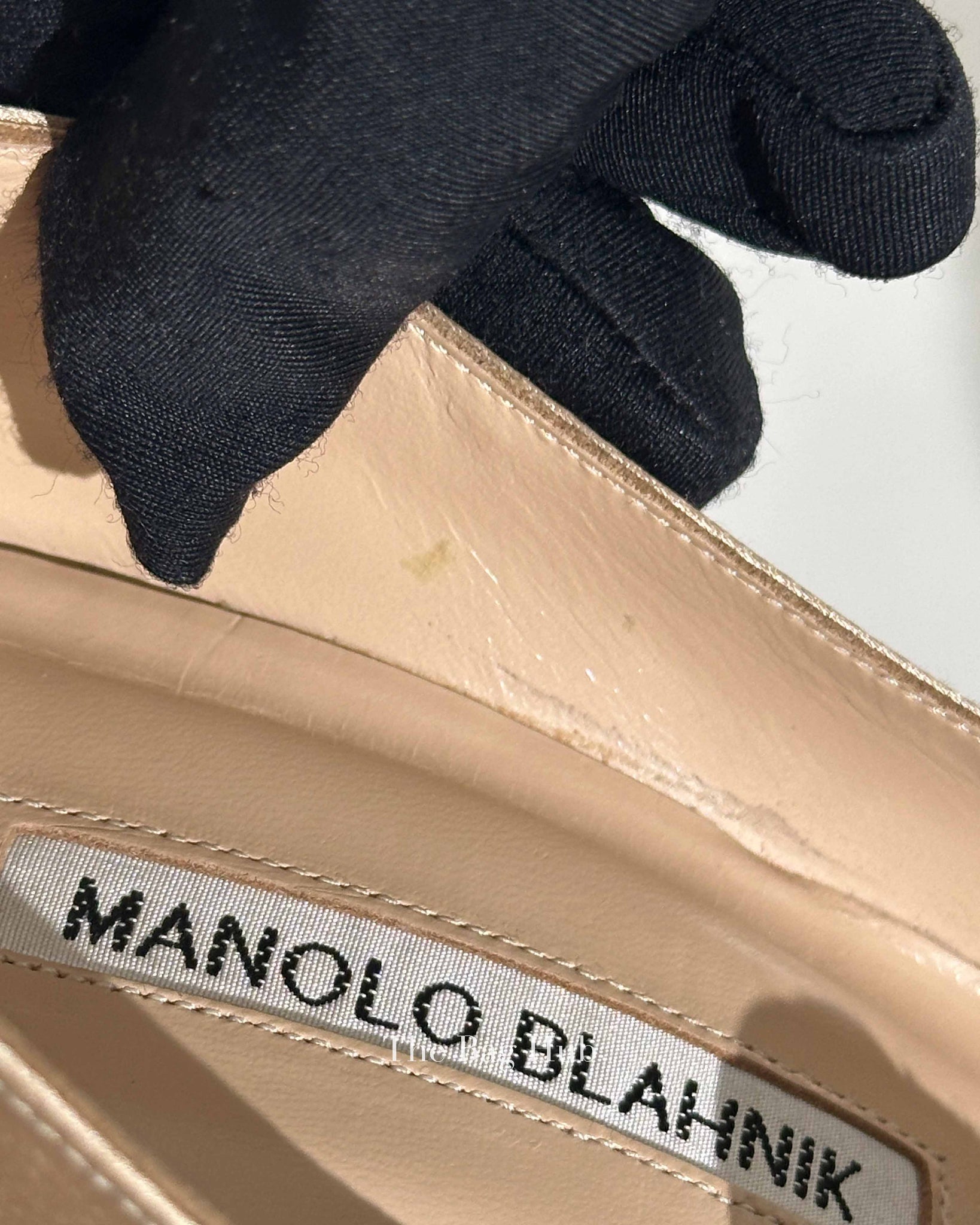 Manolo Blahnik Champagne Satin Jewel Buckle Pumps Size 35.5