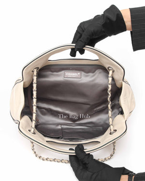 Chanel Off White Leather East West Shoulder Bag