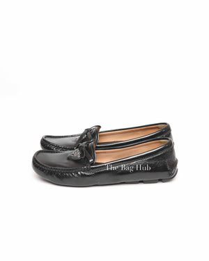 Prada Black Patent Leather Bow Loafers Size 38