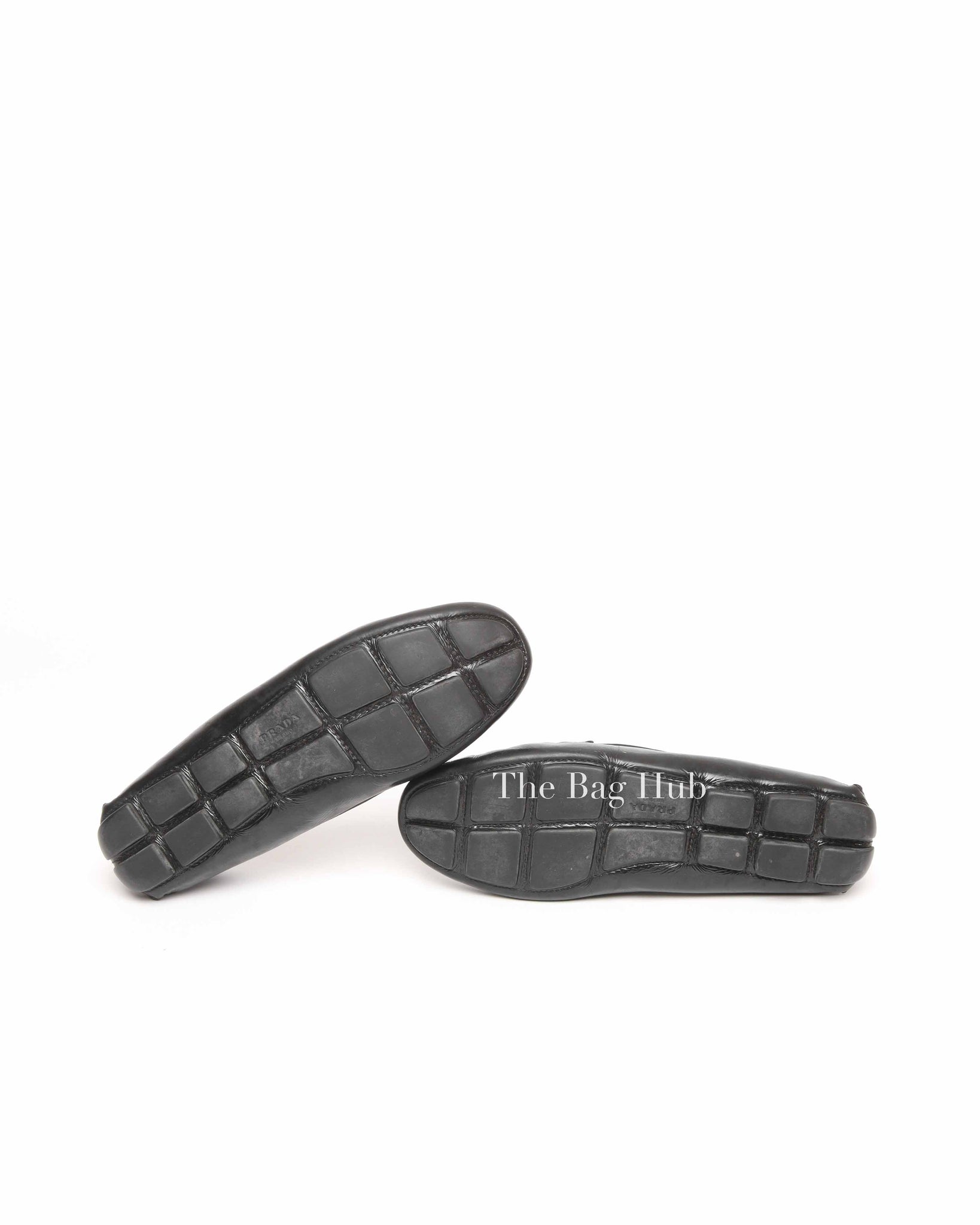 Prada Black Patent Leather Bow Loafers Size 38