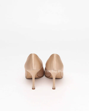 Manolo Blahnik Champagne Satin Jewel Buckle Pumps Size 35.5