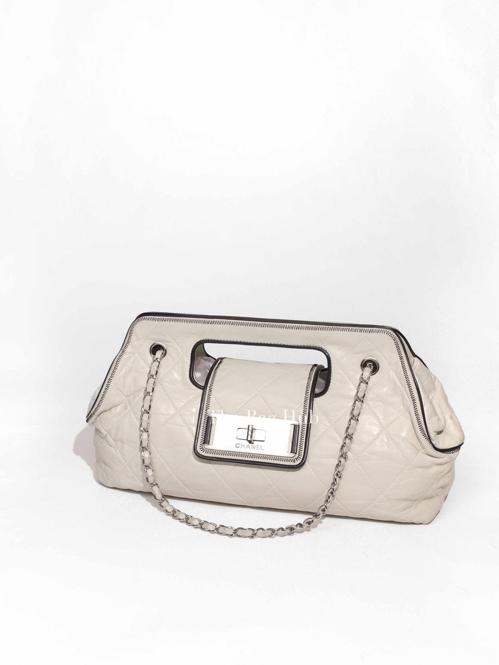 Chanel Off White Leather East West Shoulder Bag
