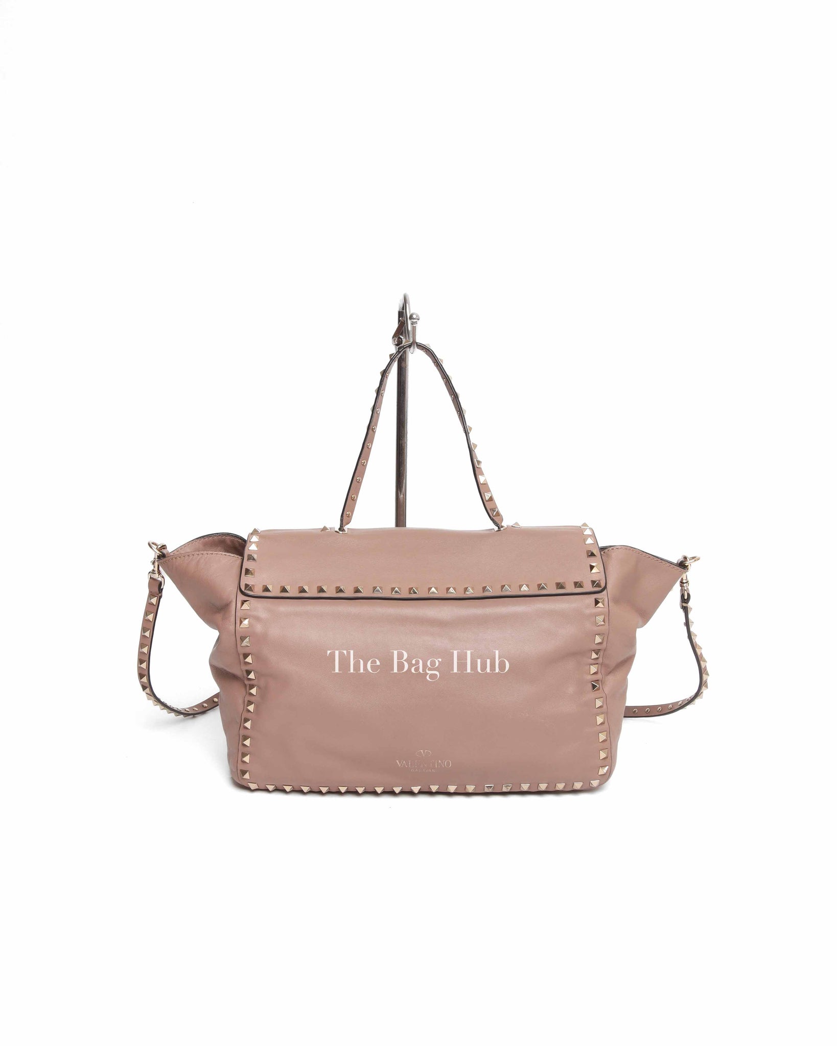 Valentino Poudre Leather Rockstud Flap Top Handle Shoulder Bag