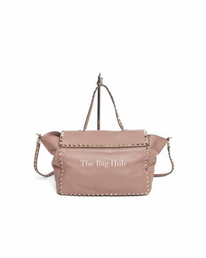Valentino Poudre Leather Rockstud Flap Top Handle Shoulder Bag