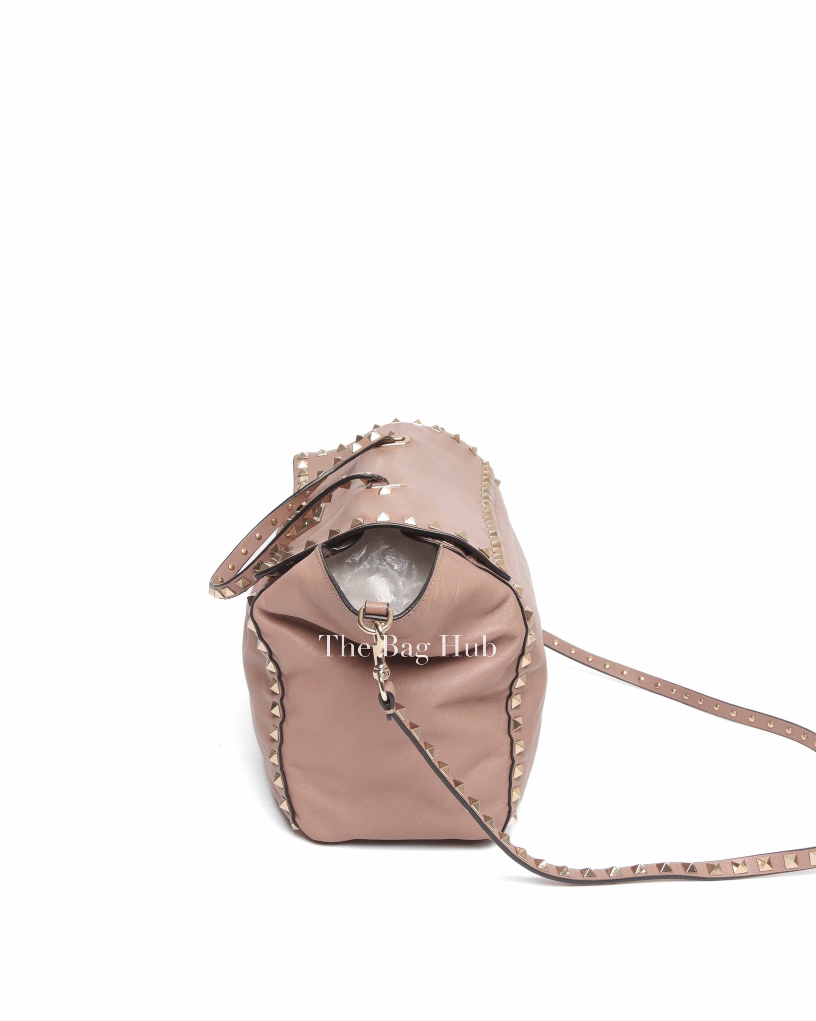Valentino Poudre Leather Rockstud Flap Top Handle Shoulder Bag