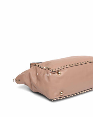 Valentino Poudre Leather Rockstud Flap Top Handle Shoulder Bag