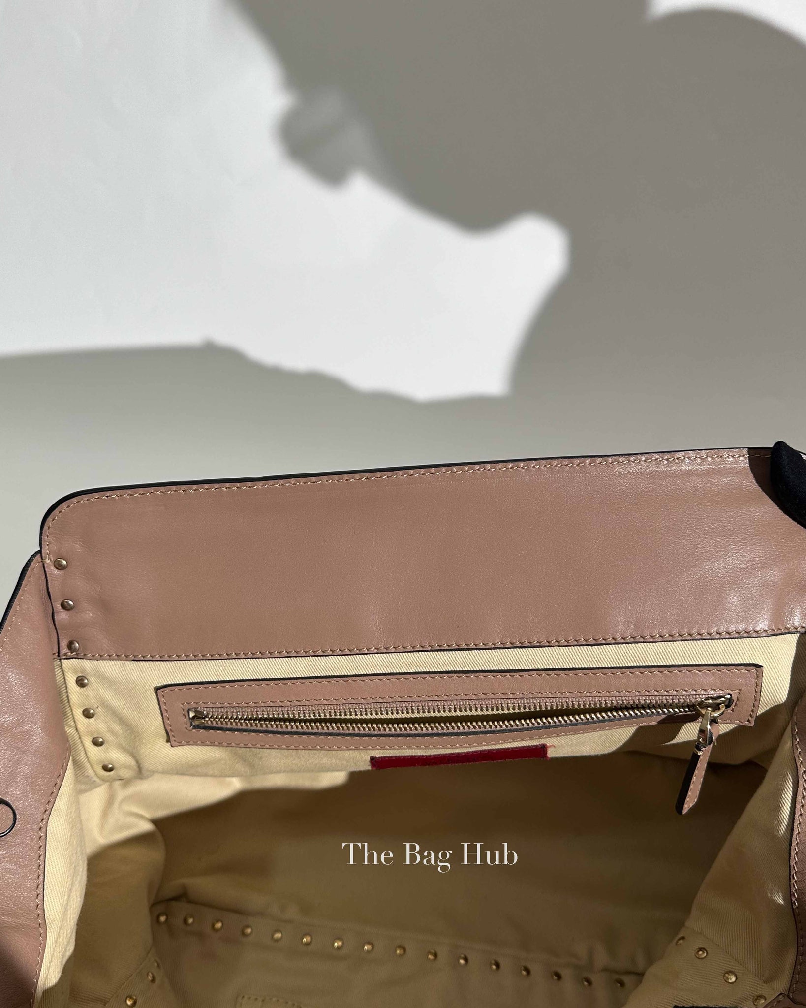 Valentino Poudre Leather Rockstud Flap Top Handle Shoulder Bag