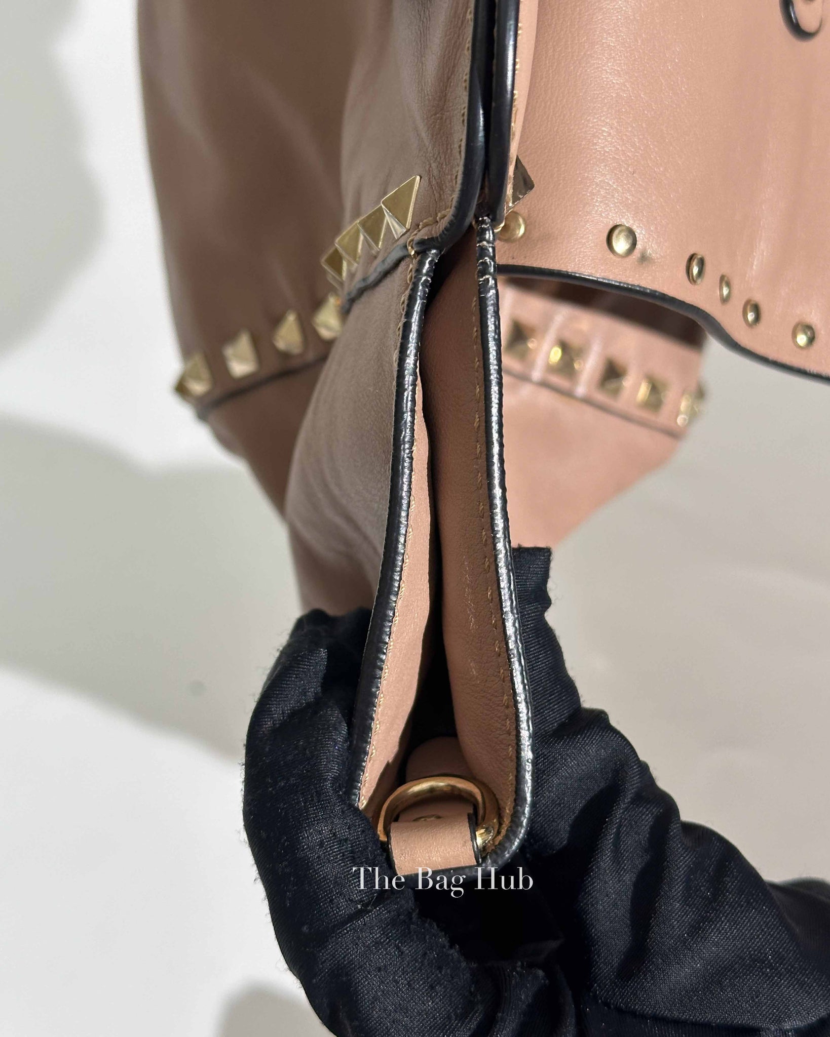 Valentino Poudre Leather Rockstud Flap Top Handle Shoulder Bag
