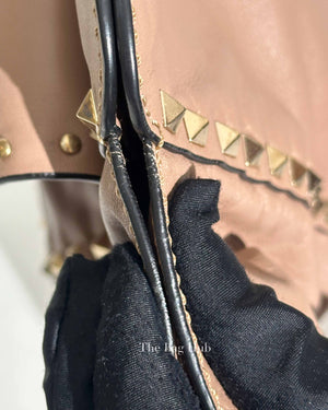 Valentino Poudre Leather Rockstud Flap Top Handle Shoulder Bag