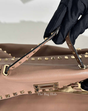 Valentino Poudre Leather Rockstud Flap Top Handle Shoulder Bag