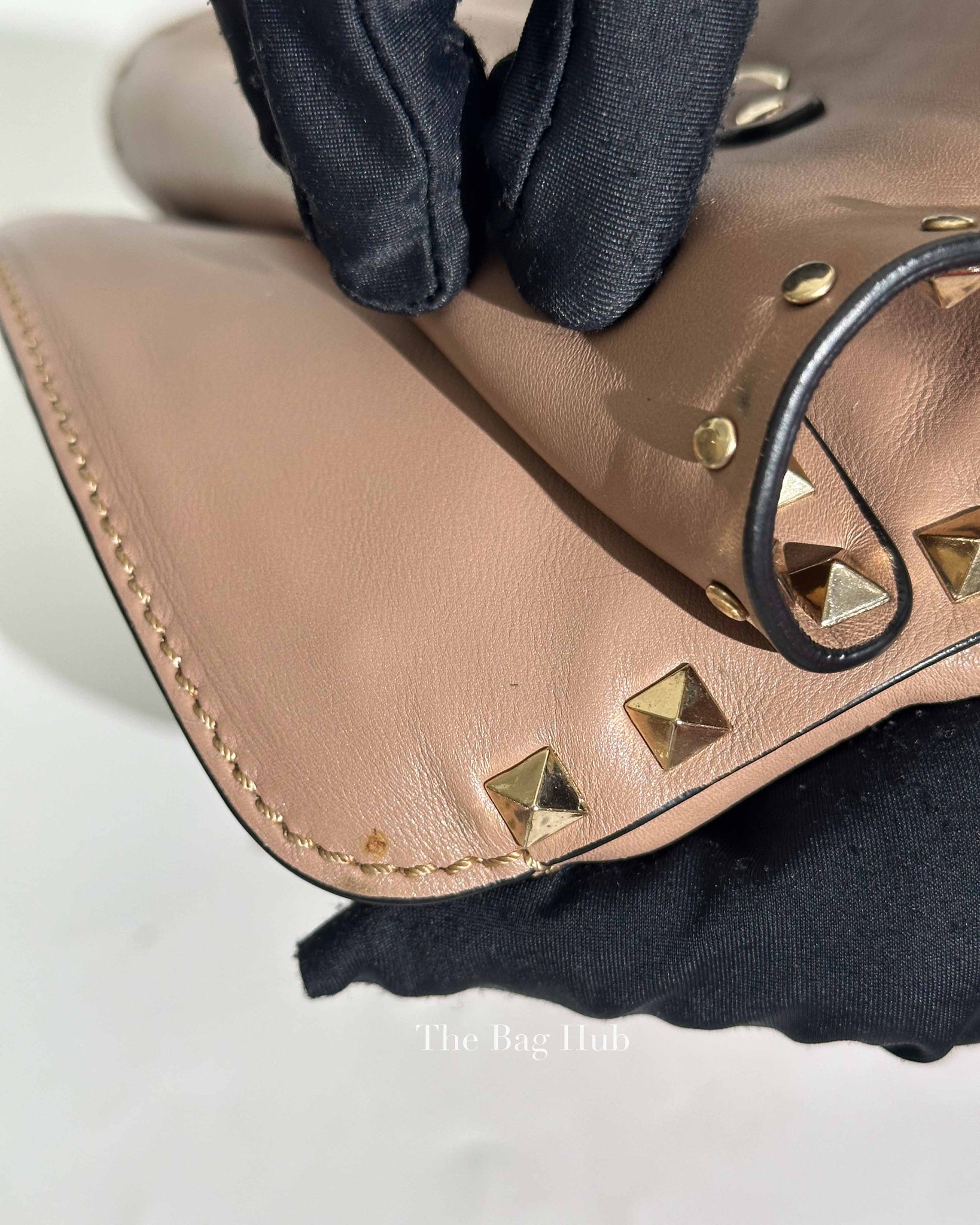Valentino Poudre Leather Rockstud Flap Top Handle Shoulder Bag