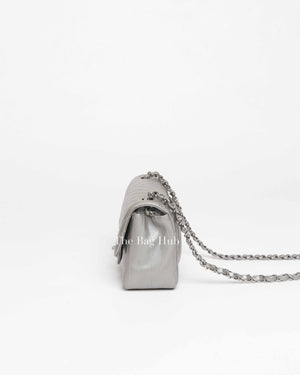 Chanel Silver Chevron Caviar Mini Square Flap Bag SHW