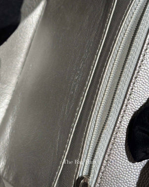 Chanel Silver Chevron Caviar Mini Square Flap Bag SHW