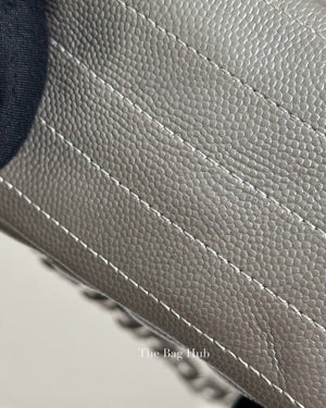 Chanel Silver Chevron Caviar Mini Square Flap Bag SHW