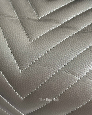 Chanel Silver Chevron Caviar Mini Square Flap Bag SHW