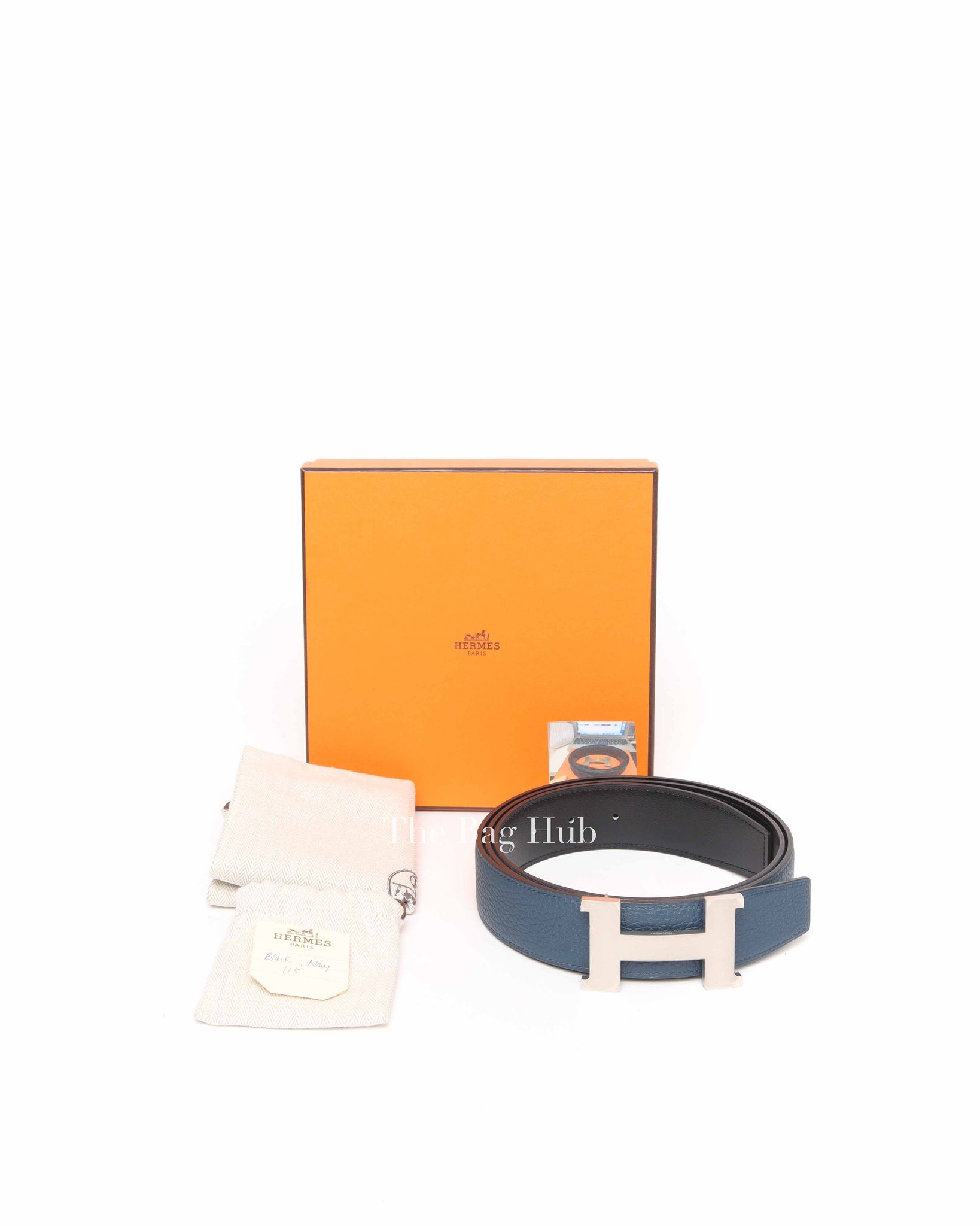 Hermes Blue/Black Leather Reversible Strap & Constance Buckle Belt 38 mm