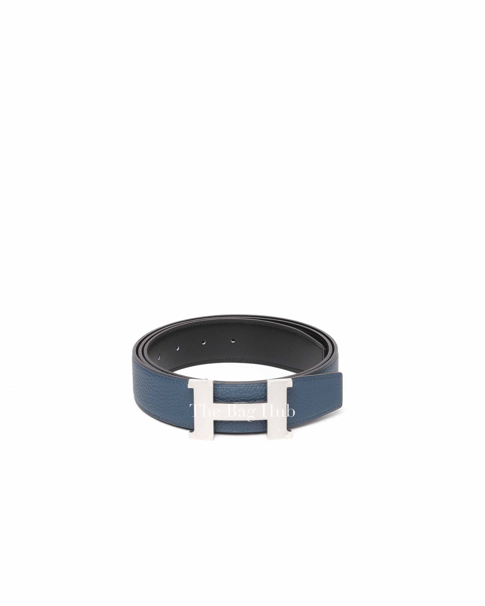Hermes Blue/Black Leather Reversible Strap & Constance Buckle Belt 38 mm