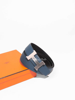 Hermes Blue/Black Leather Reversible Strap & Constance Buckle Belt 38 mm