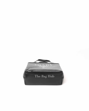 Prada Black Sequin Mesh And Leather Small Tote Bag