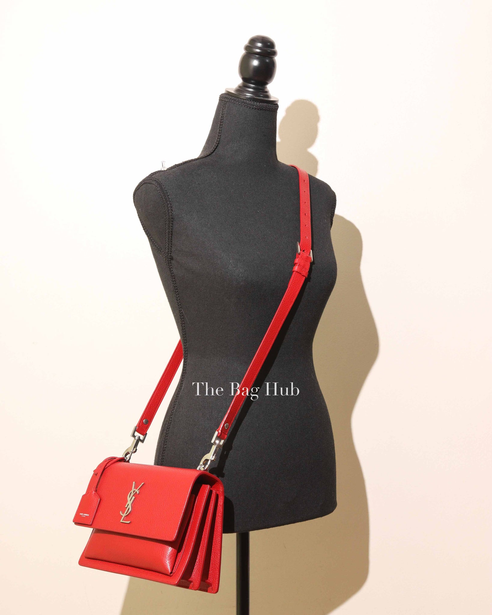 Saint Laurent Red Leather Medium Sunset Bag Designer Brand Authentic Saint Laurent The Bag Hub