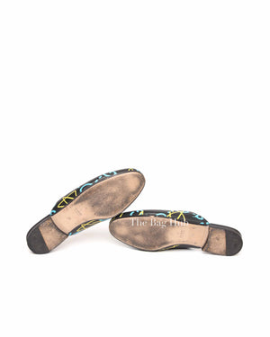 Gucci Black Printed Leather Ghost Princetown Horsebit Loafer Slides Size 39