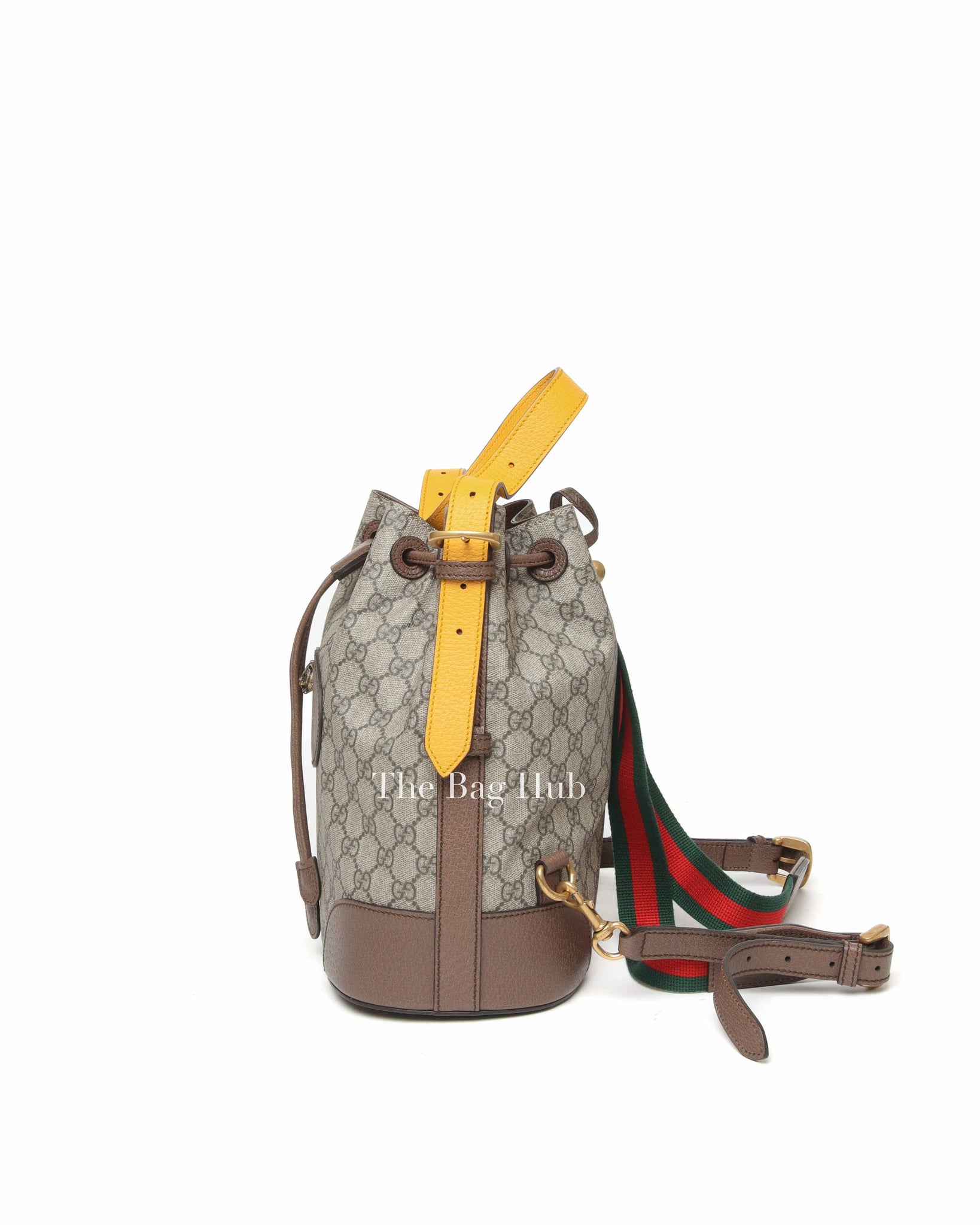 Gucci Beige Canvas Monogram GG Supreme Neo Vintage Drawstring Bucket Backpack