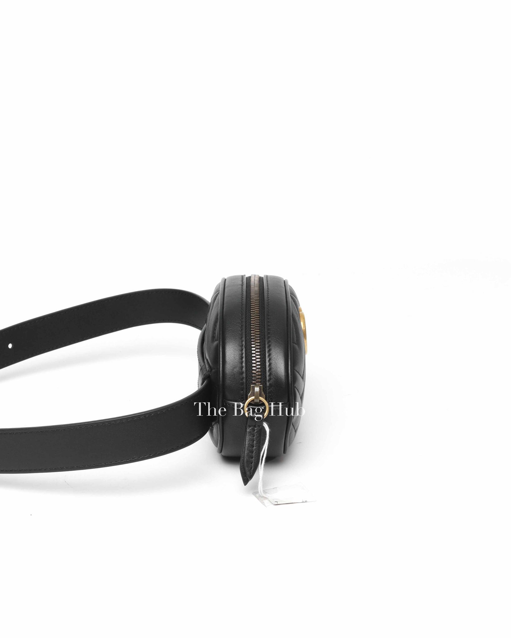 Gucci Black Leather GG Marmont Matelasse Belt Bag
