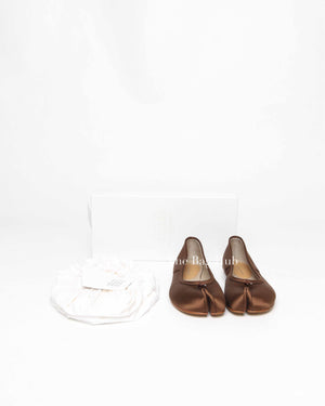 Maison Margiela Brown Satin Tabi Ballerina Flats Size 36.5