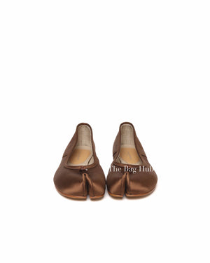Maison Margiela Brown Satin Tabi Ballerina Flats Size 36.5