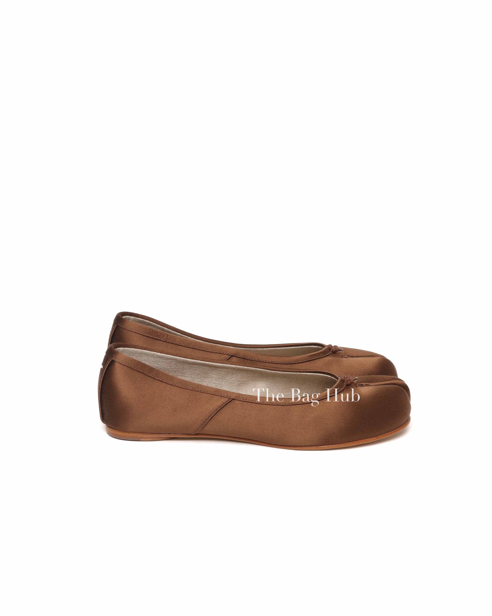 Maison Margiela Brown Satin Tabi Ballerina Flats Size 36.5
