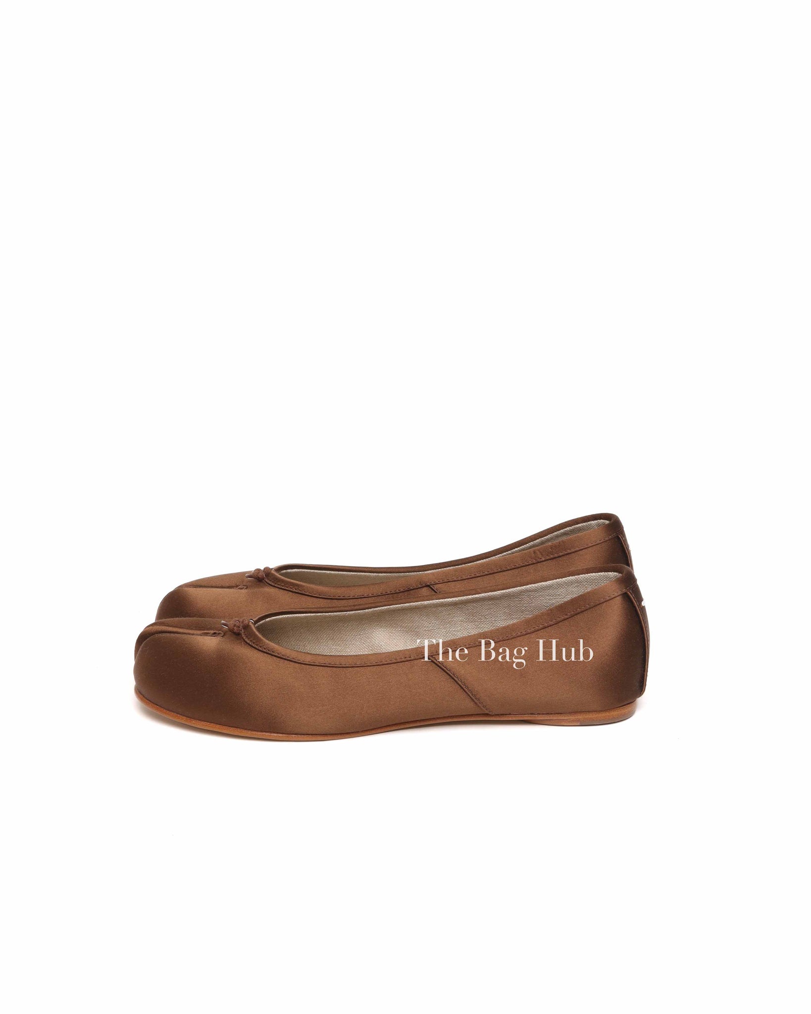 Maison Margiela Brown Satin Tabi Ballerina Flats Size 36.5