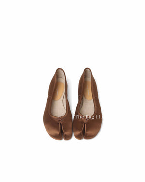 Maison Margiela Brown Satin Tabi Ballerina Flats Size 36.5