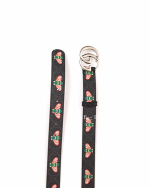 Gucci Black Leather And Canvas Bee GG Supreme Marmont Buckle Belt 40