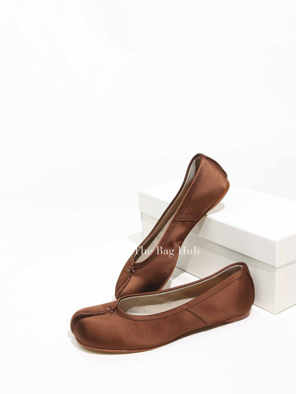 Maison Margiela Brown Satin Tabi Ballerina Flats Size 36.5