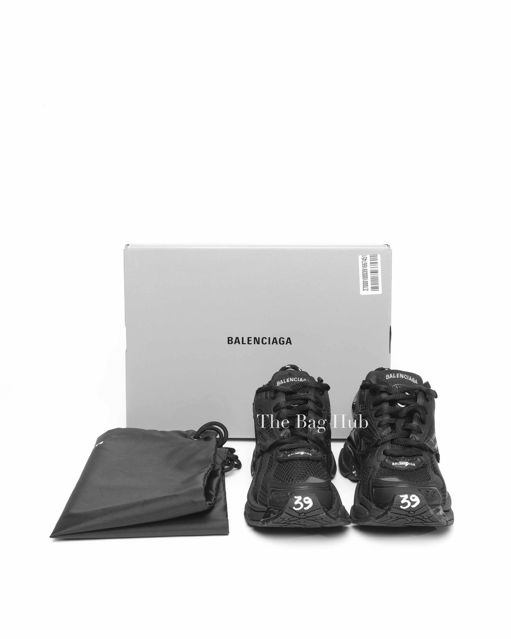 Balenciaga Black Matt Mesh Women's Runner Sneakers Size 39