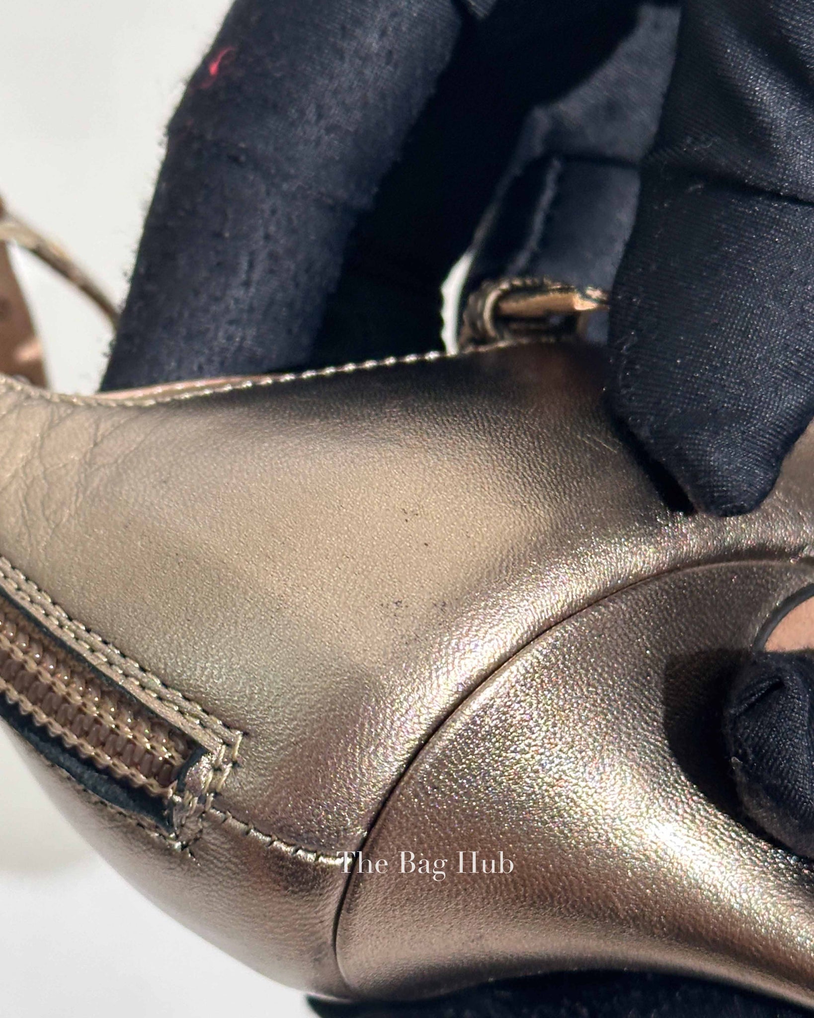 Valentino Gold Leather Eyelet Love Latch Pointed Toe Pumps Size 37
